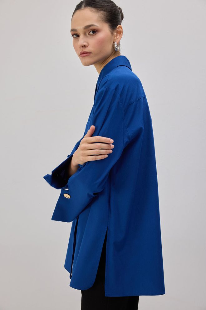 Touche Prive Modrá Formálna Elegantná Neformálna Preppy Košeľa Veľkoobchod s oblečením Jar