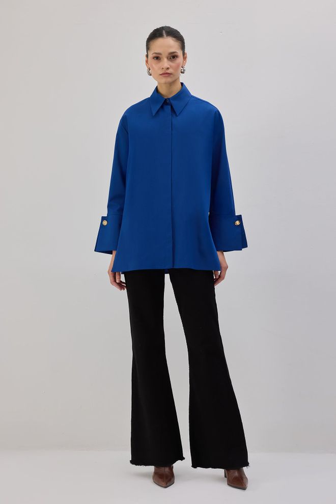 Touche Prive Modrá Formálna Elegantná Neformálna Preppy Košeľa Veľkoobchod s oblečením Formálny