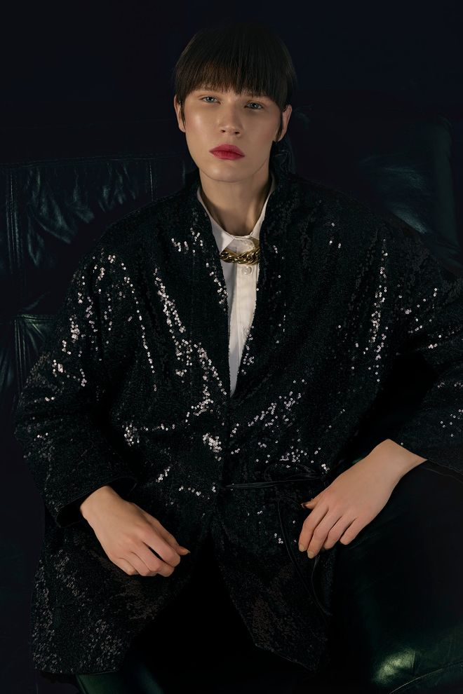 Touche Prive Siyah Şık Payetli Kimono Toptan Giyim Nostaljik