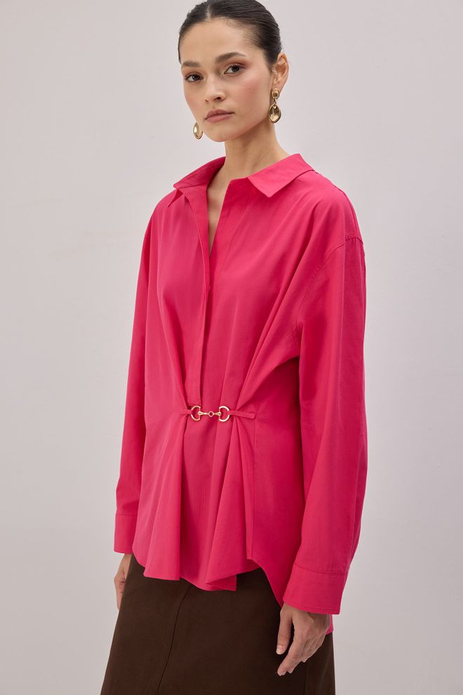 Touche Prive Розова Небрежна Елегантна Официална Риза Дрехи на едро Небрежен