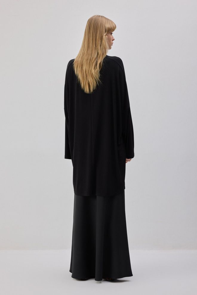 Touche Prive Siyah Tesettür Bol Kalıp Tunik Toptan Giyim Tesettür