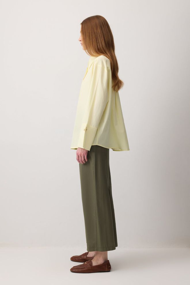 Touche Prive Sarı Bol Kalıp Polo Yakalı Gömlek Toptan Giyim Tesettür