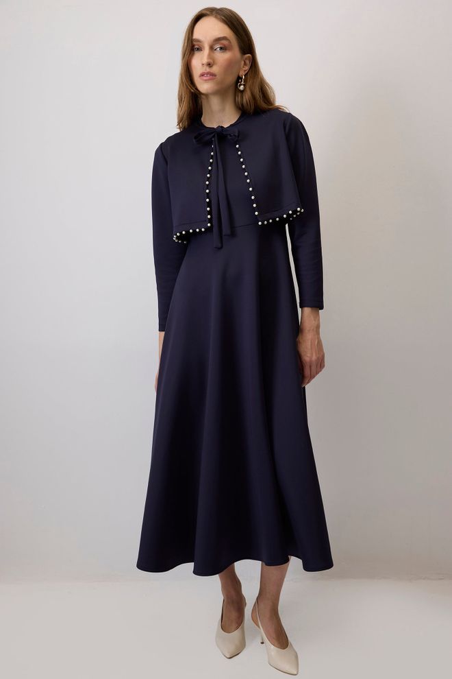 Touche Prive Lacivert Tesettür Zarif Resmi Elbise Toptan Giyim Tesettür