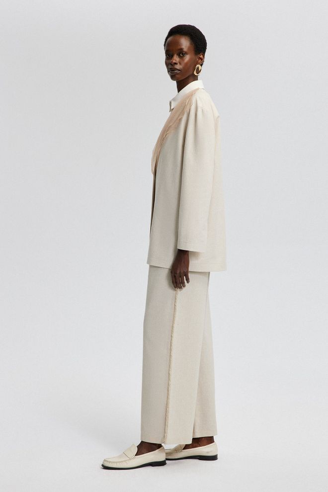 Touche Prive Beige Single Breasted Blazer Jacket Wholesale Clothing Work