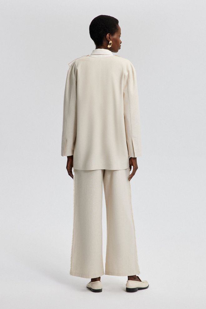 Touche Prive Beige Single Breasted Blazer Jacket Wholesale Clothing 5