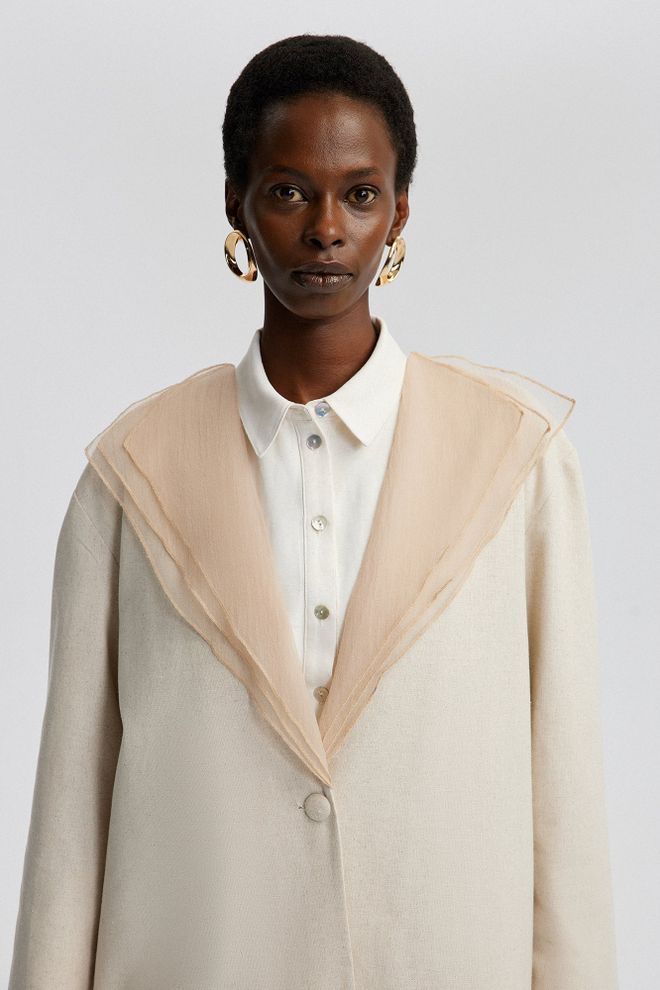 Touche Prive Beige Single Breasted Blazer Jacket Wholesale Clothing Cocktail