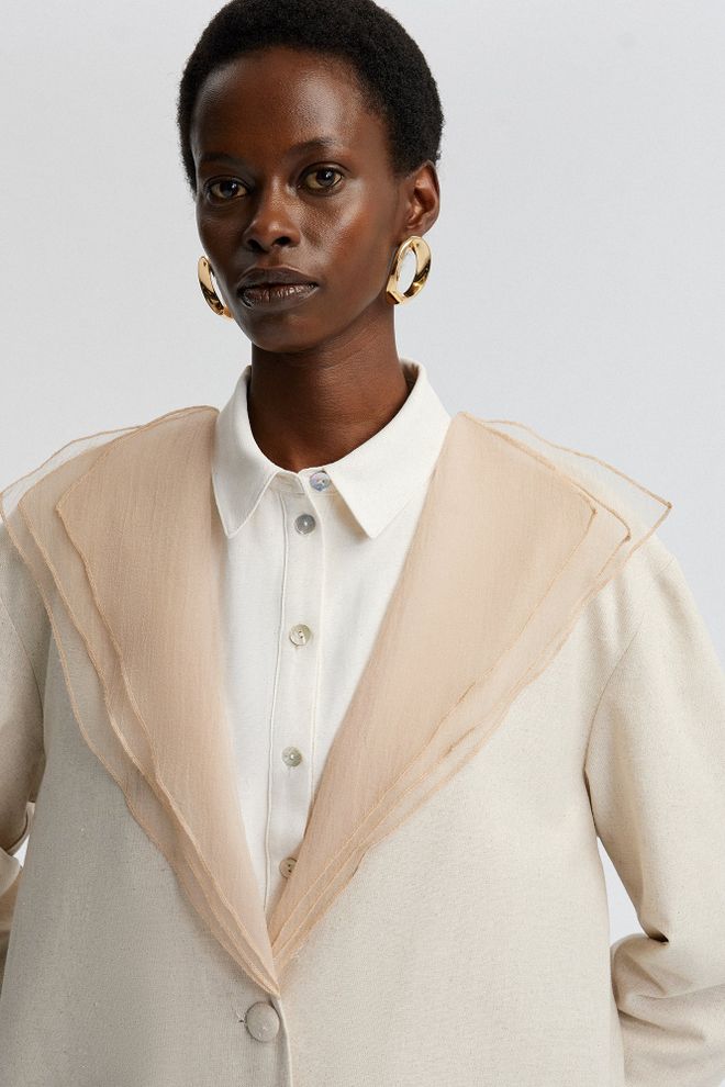 Touche Prive Beige Single Breasted Blazer Jacket Wholesale Clothing Spring