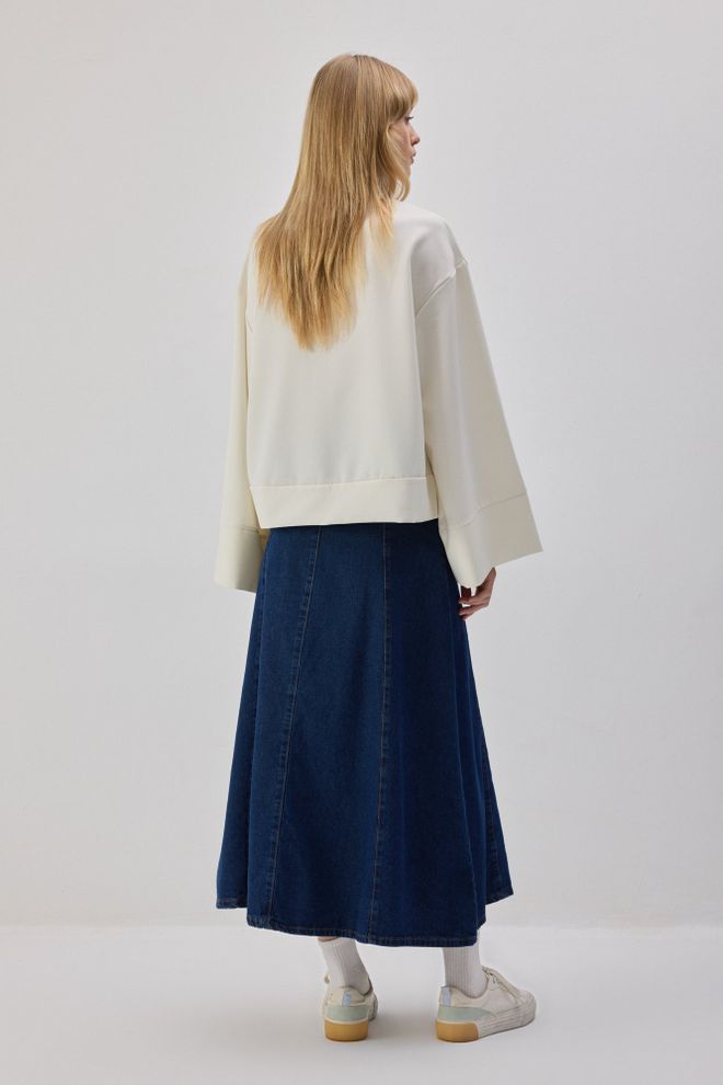 Touche Prive Beyaz Gündelik Tesettür Sokak Tarzı Bluz Toptan Giyim Tesettür