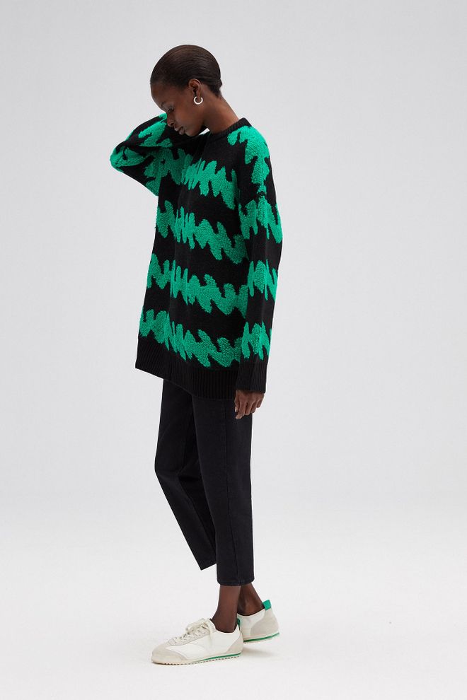 Touche Prive Black Sweater With Brush Stroke Pattern Wholesale Clothing 5