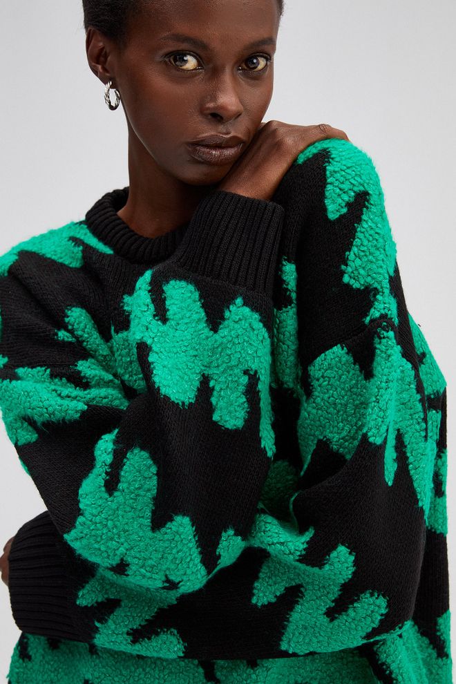 Touche Prive Black Sweater With Brush Stroke Pattern Wholesale Clothing Streetwear