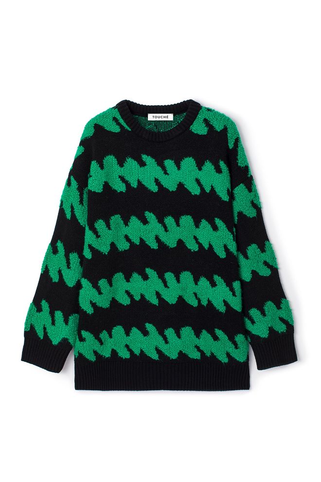 Touche Prive Black Sweater With Brush Stroke Pattern Wholesale Clothing 1