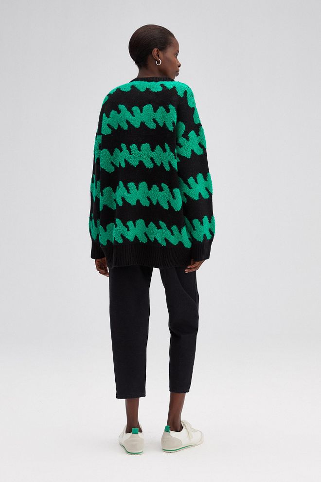 Touche Prive Black Sweater With Brush Stroke Pattern Wholesale Clothing Winter