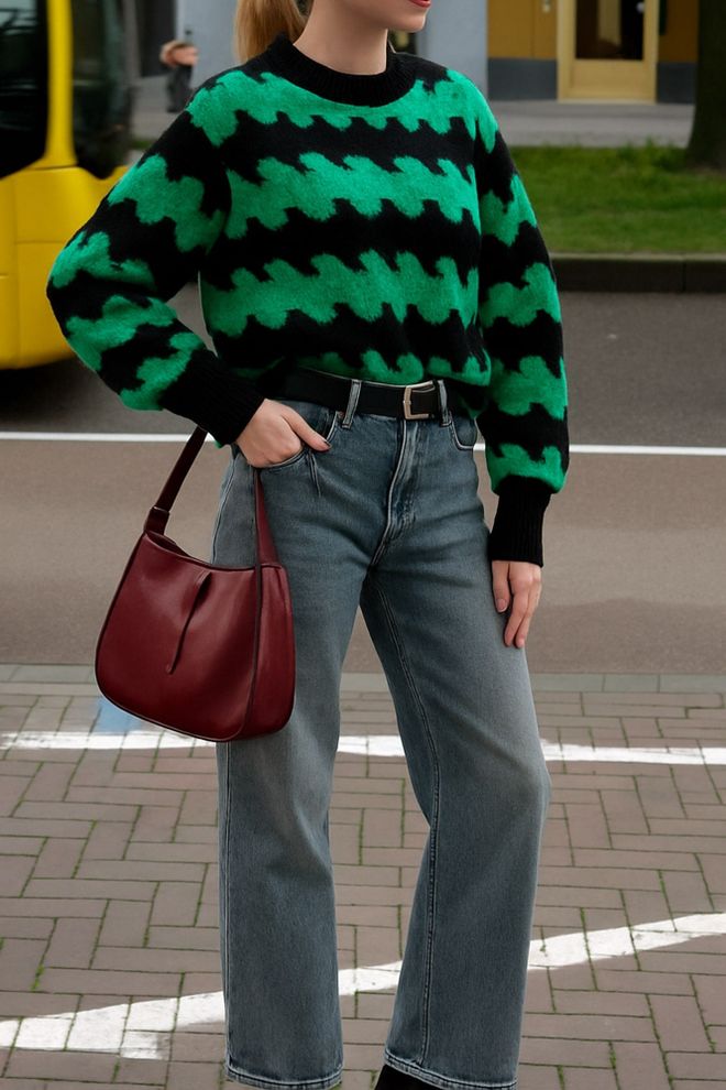 Touche Prive Black Sweater With Brush Stroke Pattern Wholesale Clothing 8