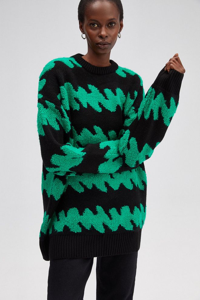 Touche Prive Black Sweater With Brush Stroke Pattern Wholesale Clothing Fall