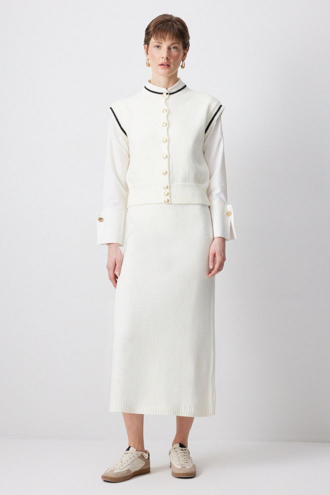 Touche Prive Beyaz Tesettür Zarif Gündelik Set Toptan Giyim Tesettür