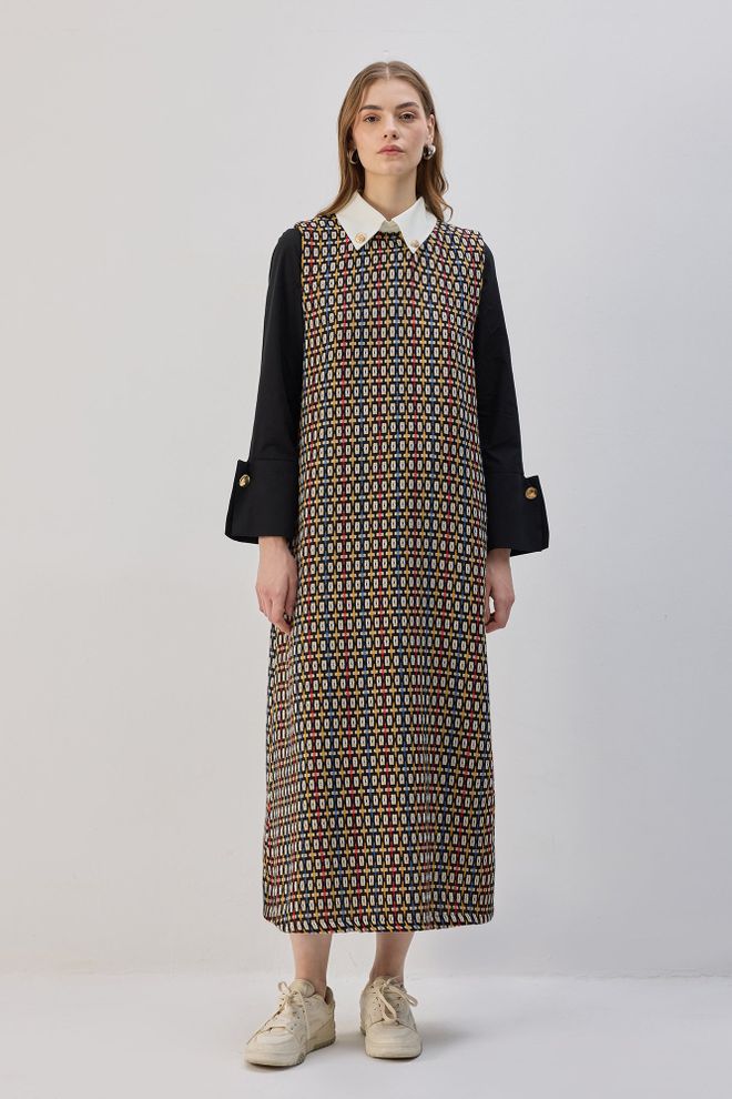 Touche Prive Siyah Zarif Tesettür Düz Elbise Toptan Giyim Tesettür