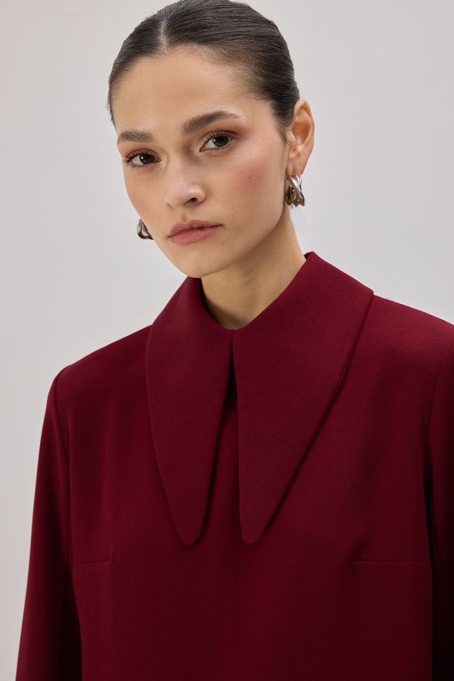 Touche Prive Bordo Zarif Resmi Tesettür Tunik Toptan Giyim Tesettür