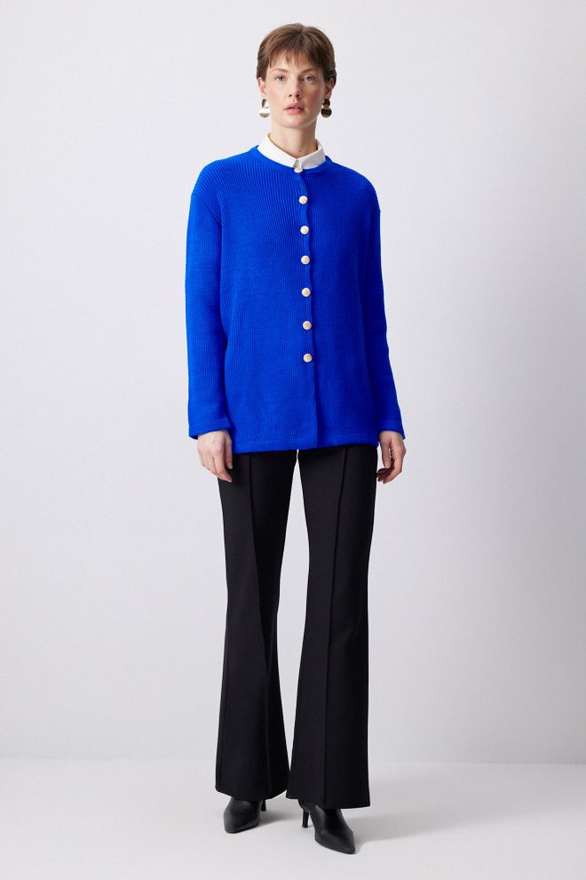 Touche Prive كارديجان أزرق بمقاس كبير وجيوب التصحيح ملابس بالجملة غير رسمي