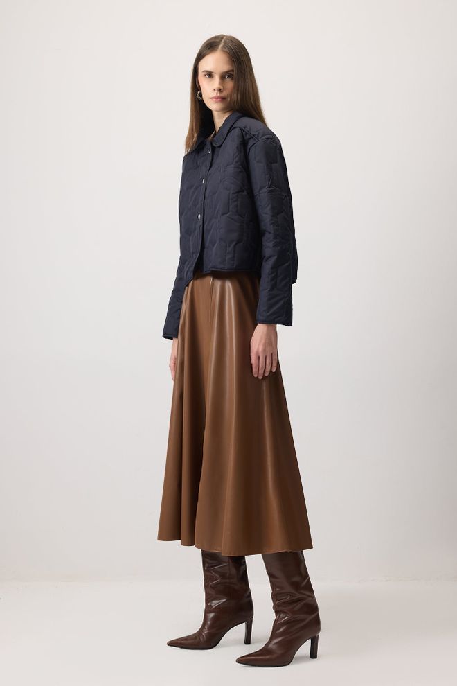 Touche Prive Lacivert Kapitone Shacket Ceket Toptan Giyim Tesettür