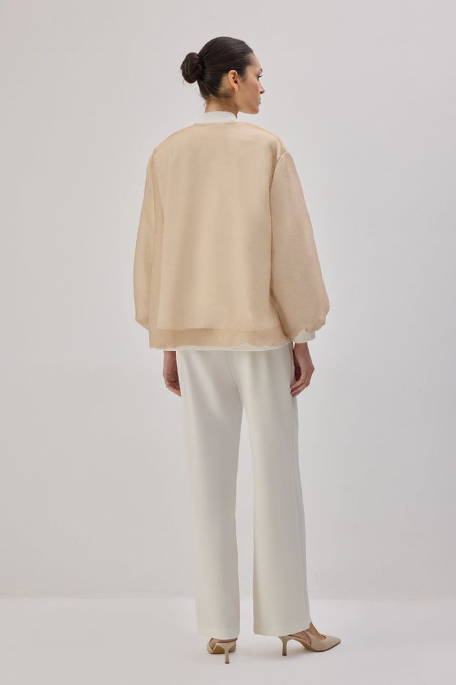 Touche Prive Beige Wrapover Jacket With Band Collar Wholesale Clothing Spring