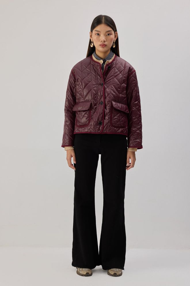 Touche Prive Giacca Bordeaux Casuale Trapuntato Sopracamicia Abbigliamento all'ingrosso Casuale