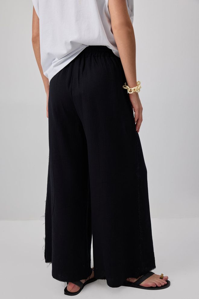 Touche Prive Siyah Palazzo Pantolon Geniş Paça Ve Yama Cep Black Palazzo Pants With Wide Leg And Patch Pocket Toptan Giyim Tesettür