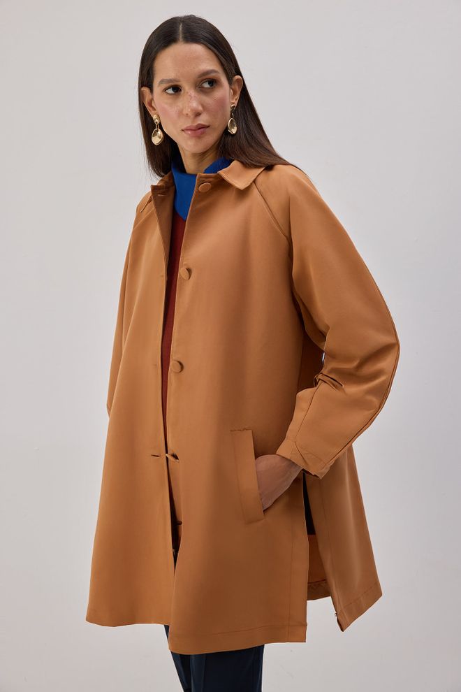 Touche Prive Brown Trenchcoat Single Breasted Buttoned Classic Wholesale Clothing 1