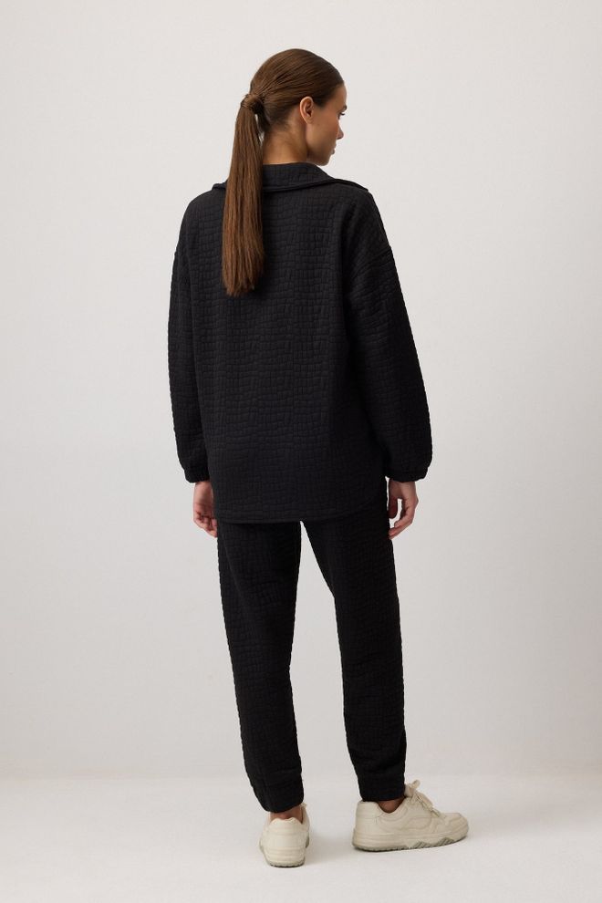 Touche Prive Set Siyah Gündelik Kapitone Jogger Uzun Toptan Giyim Gündelik