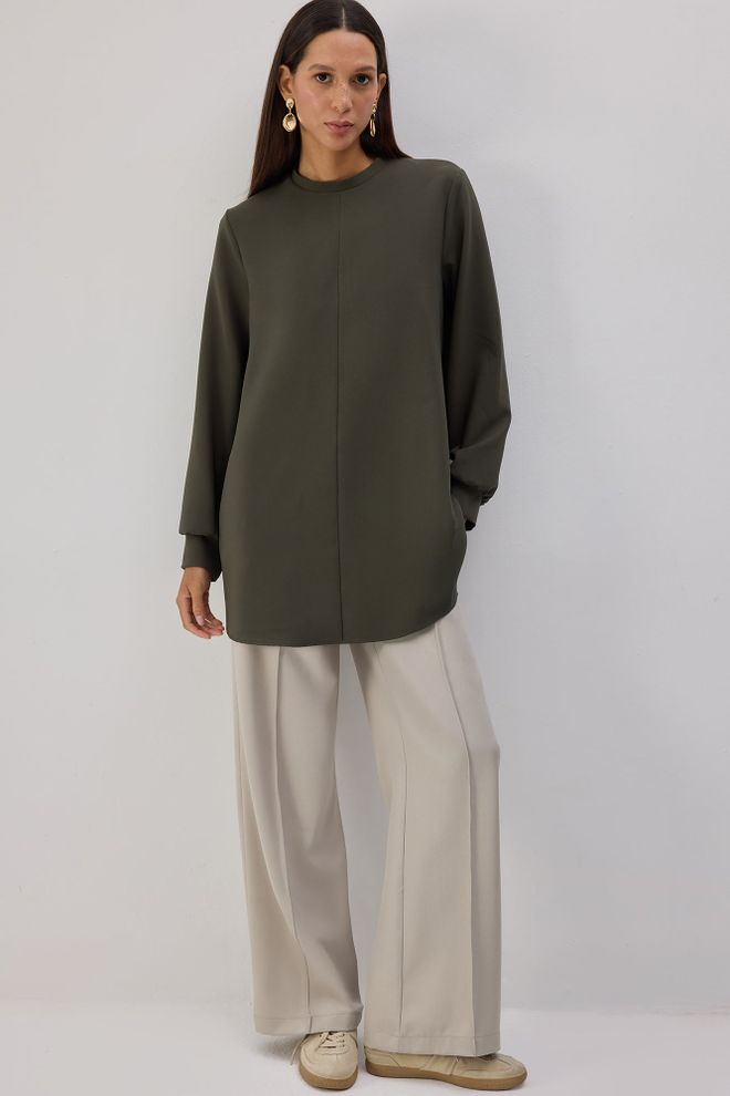 Touche Prive Yeşil Tesettür Büyük Beden Tunik Toptan Giyim Tesettür