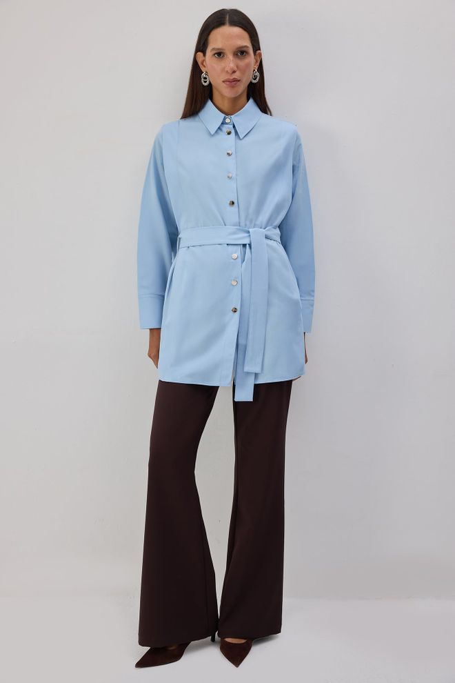 Touche Prive Синя Официална Елегантна Небрежна Риза Дрехи на едро Небрежен