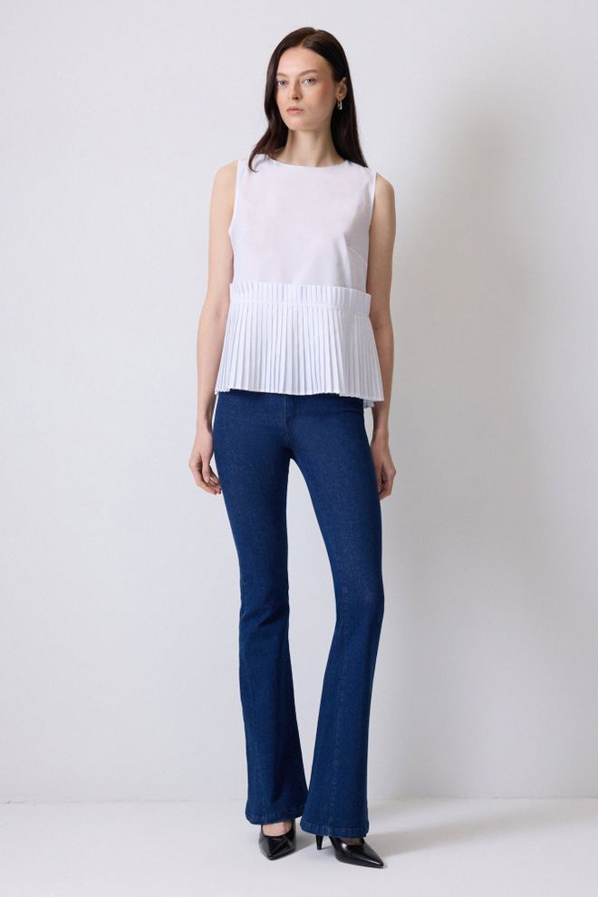 Touche Prive Beyaz Bluz Japone Kol Gündelik Zarif Resmi Toptan Giyim Gündelik