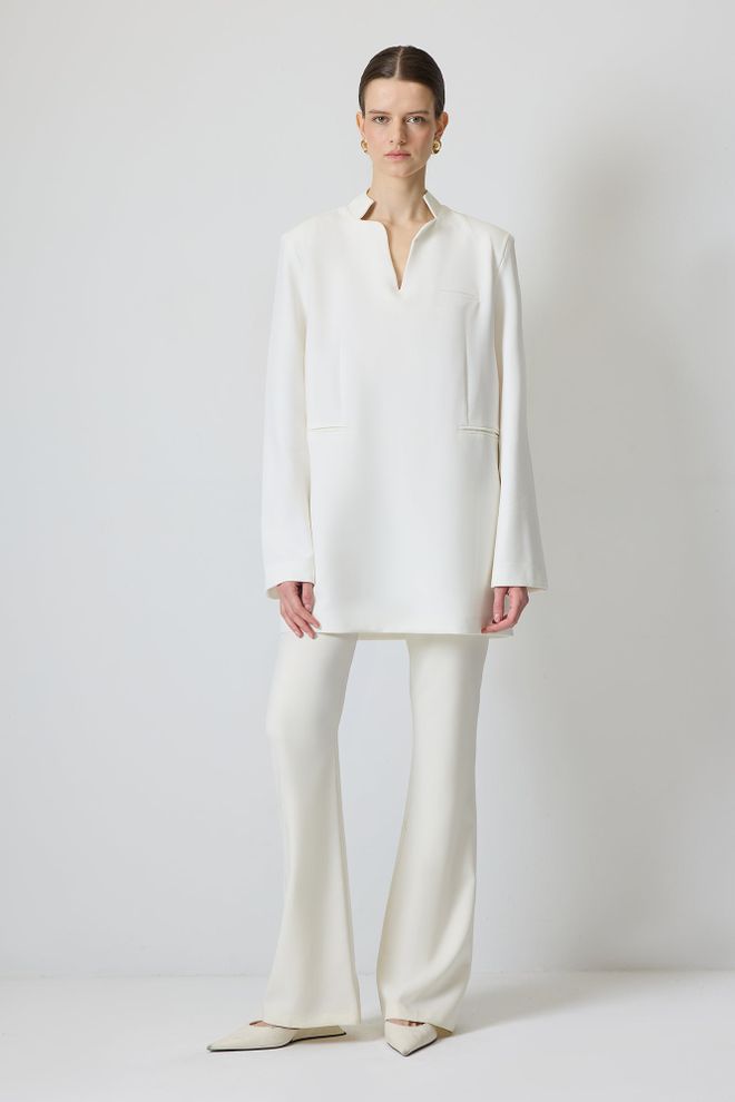 Touche Prive Bela Elegantna Formalna Skromna Tunika Oblačila na debelo Skromno