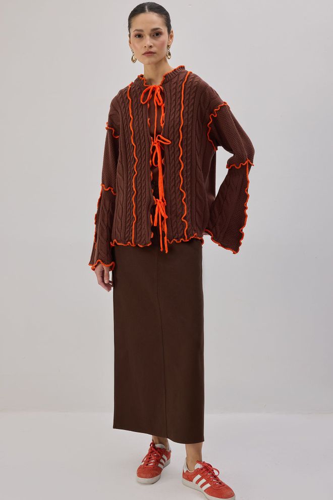 Touche Prive Brown Casual Elegant Boho Vintage Retro Cardigan Wholesale Clothing 1