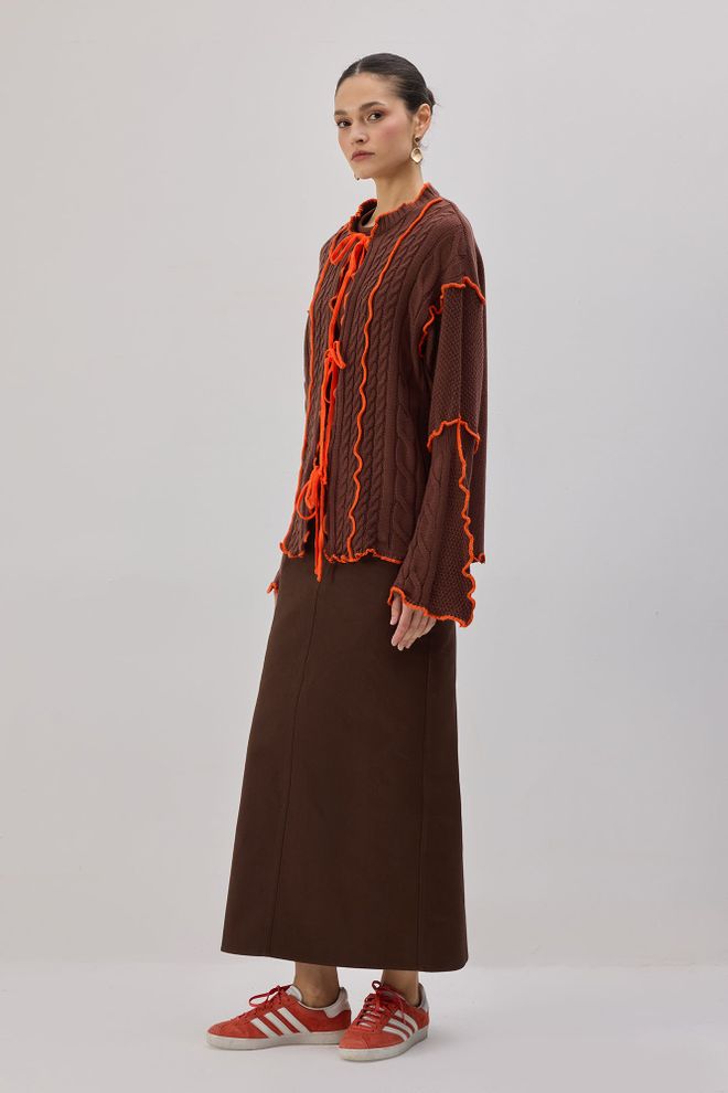 Touche Prive Brown Casual Elegant Boho Vintage Retro Cardigan Wholesale Clothing 5