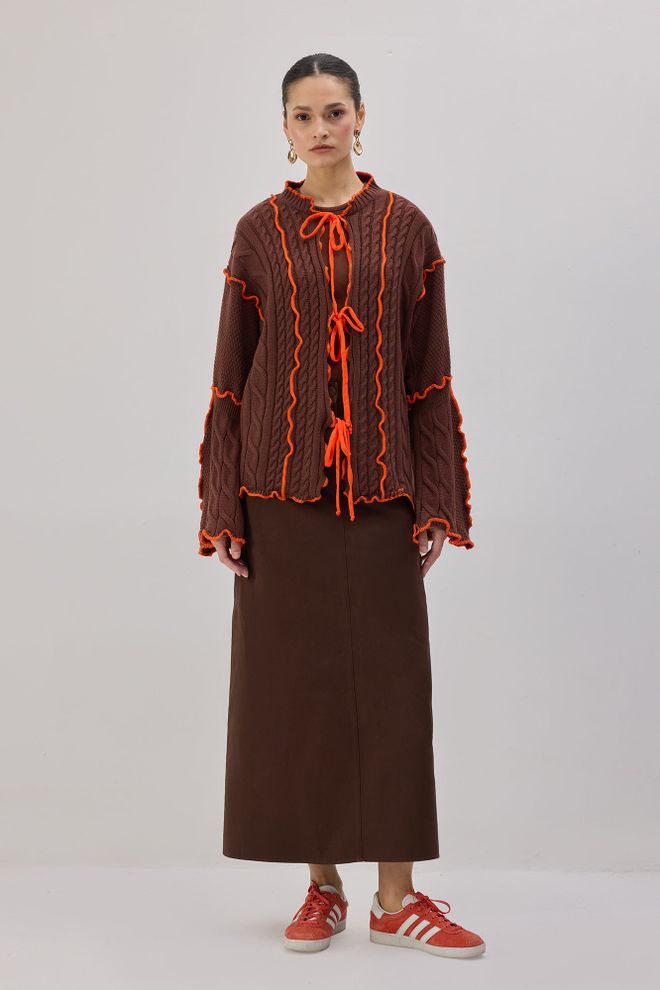 Touche Prive Brown Casual Elegant Boho Vintage Retro Cardigan Wholesale Clothing Boho