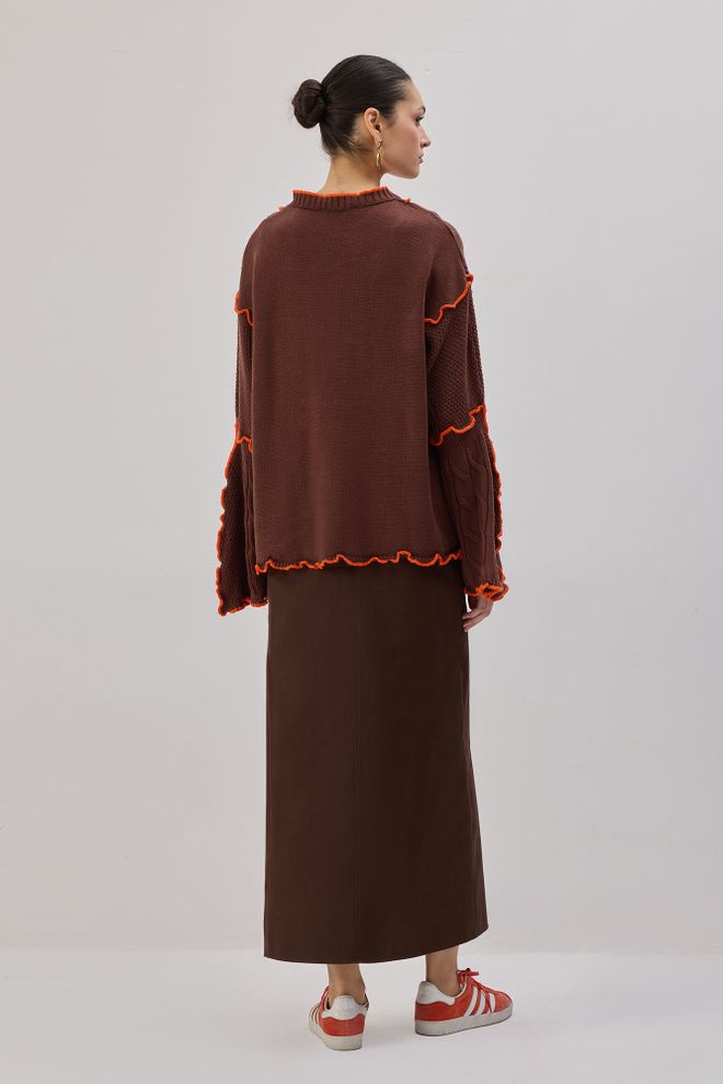 Touche Prive Brown Casual Elegant Boho Vintage Retro Cardigan Wholesale Clothing Work