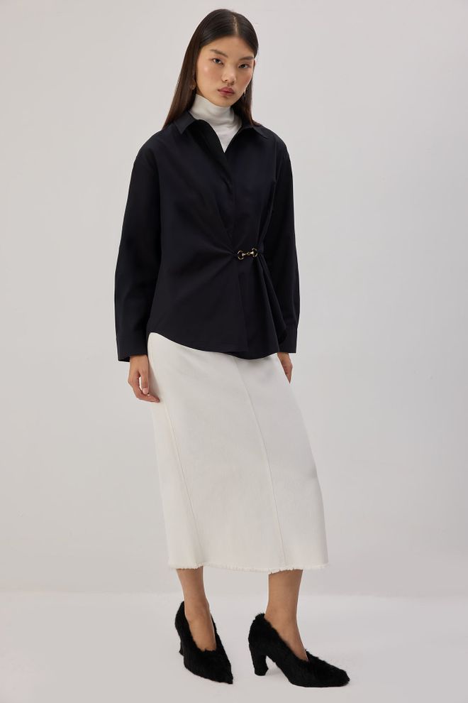 Touche Prive Camisa Negra Formal Elegante Casual Ropa al por mayor Casual