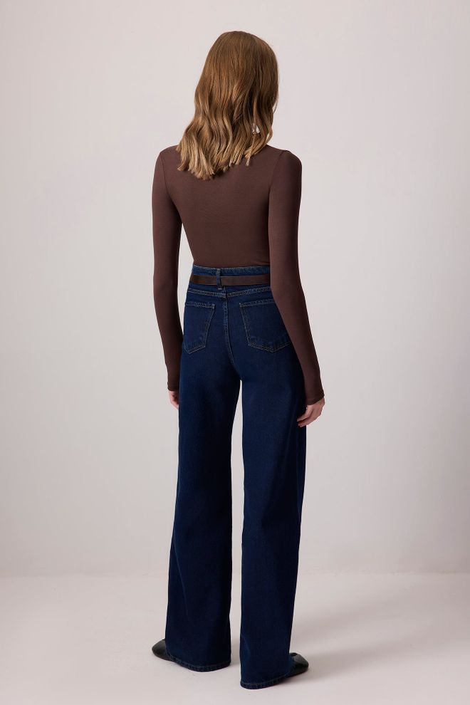 Touche Prive Brown Slim Fit Blouse With Round Neck Wholesale Clothing 1