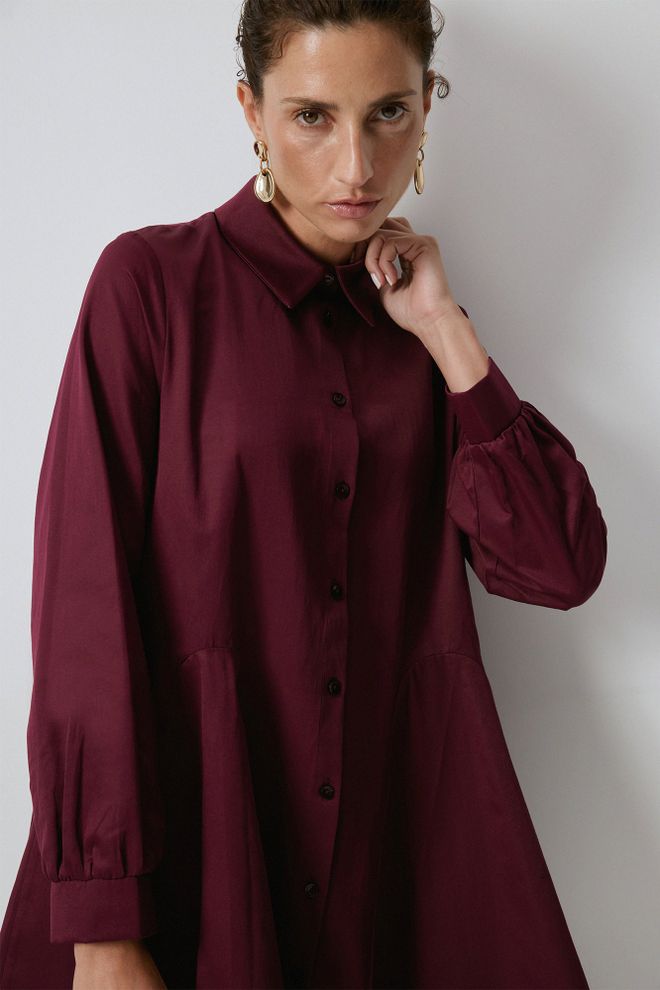 Touche Prive Camisa Formal Elegante Vermelho Clarete Roupas por atacado Modesto