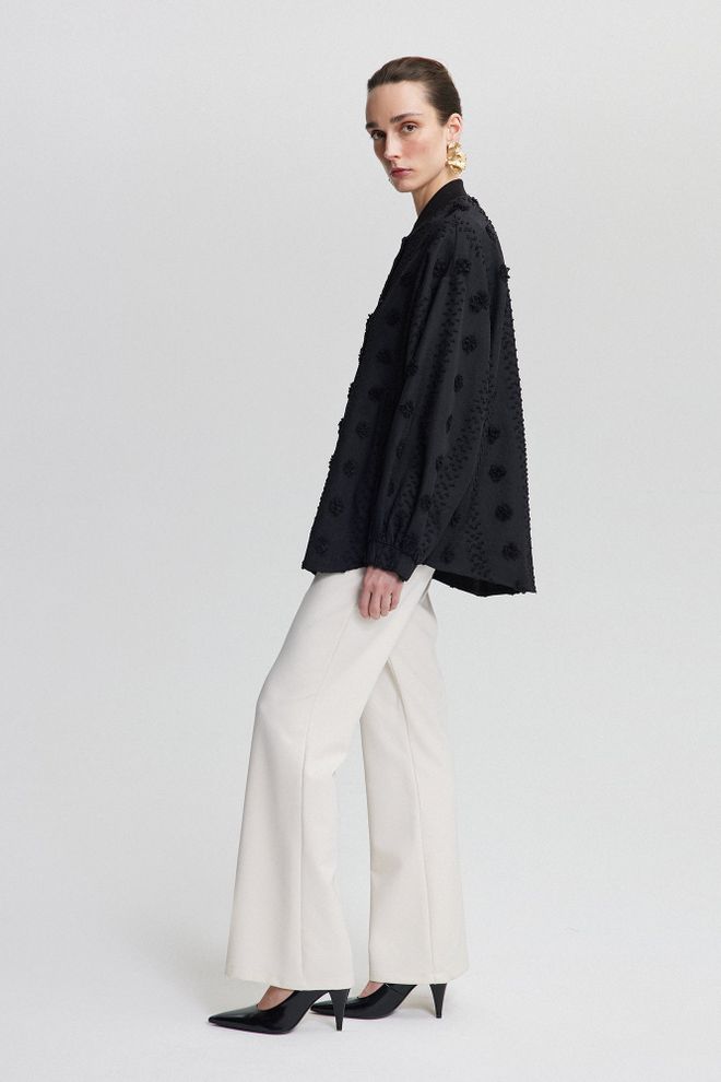 Touche Prive Black Varsity Jacket With Polka Dot Pattern Wholesale Clothing 5