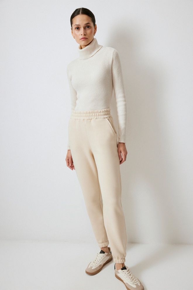 Touche Prive Beige Casual Sport Jogger Pants Wholesale Clothing Lounge