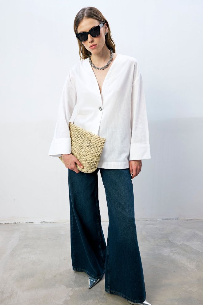 Touche Prive White Single Breasted Blazer Jacket Wholesale Clothing Spring