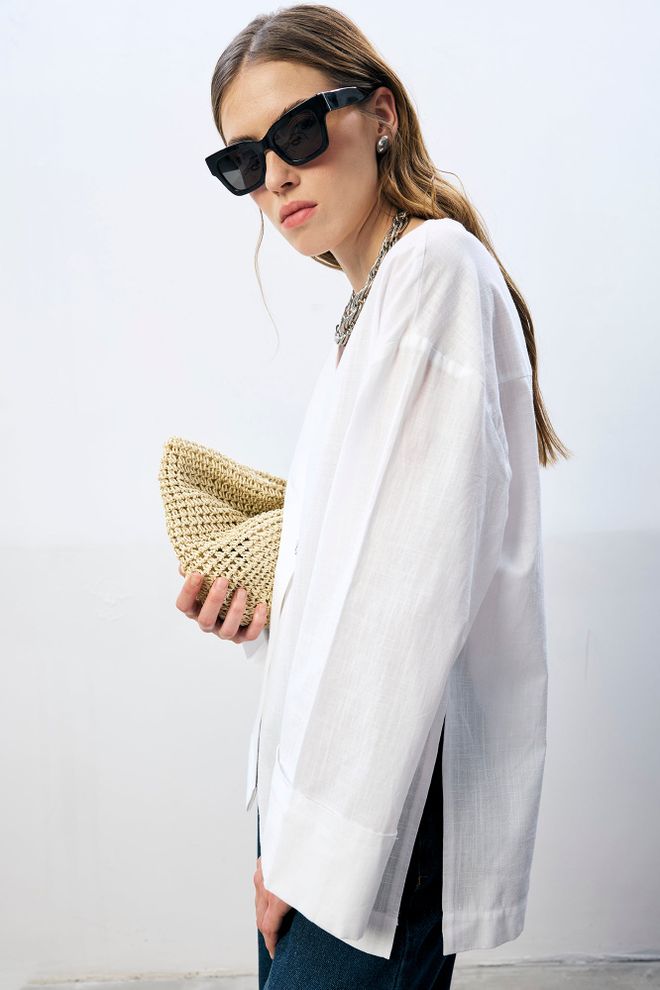 Touche Prive White Single Breasted Blazer Jacket Wholesale Clothing 1