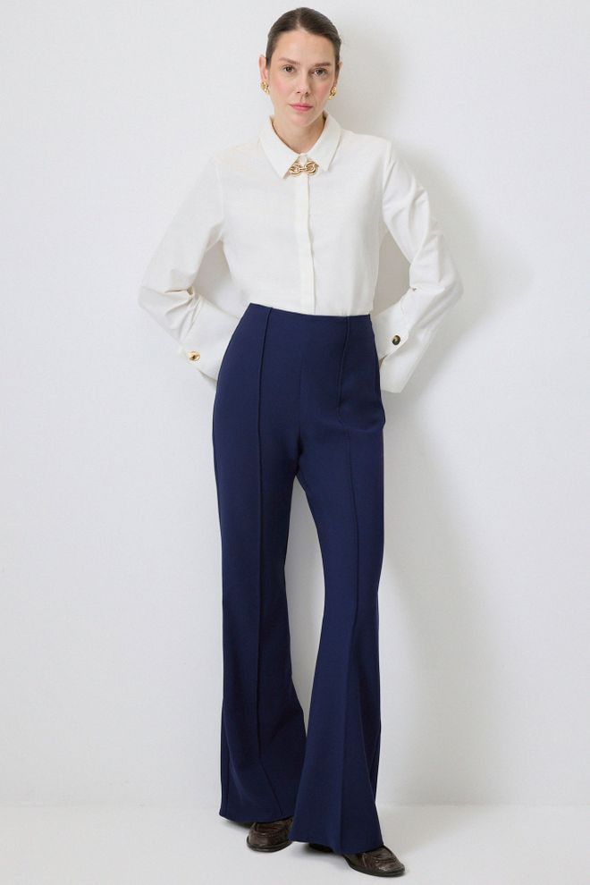 Touche Prive Elegante Marineblaue Bootcut Schlaghose Großhandelskleidung Lässig