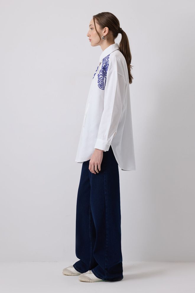 Touche Prive White Casual Oversized Polo Neck Shirt Wholesale Clothing Lounge