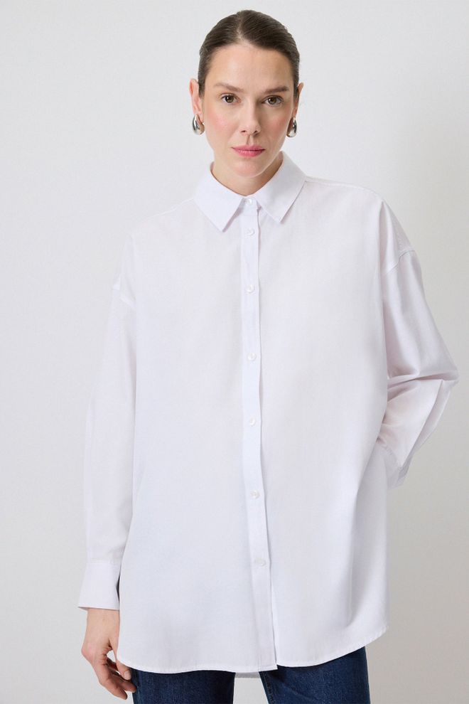 Touche Prive White Oversized Casual Formal Elegant Shirt Wholesale Clothing Lounge