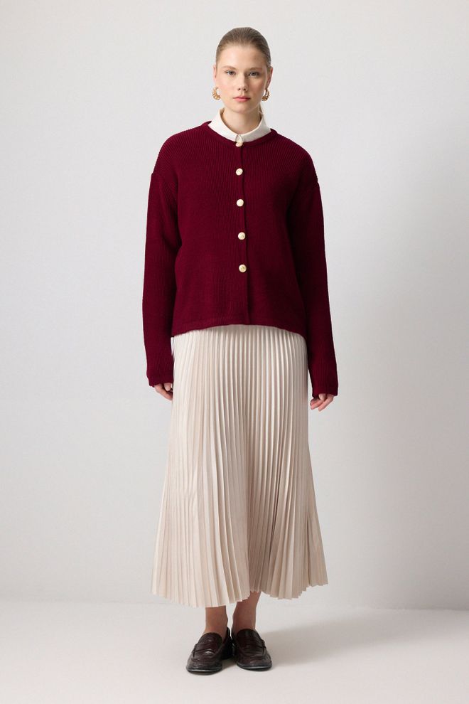 Touche Prive Cardigan Bordeaux Con Vestibilità Oversize E Chiusura Con Bottoni Abbigliamento all'ingrosso Casuale