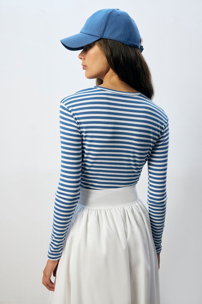 Touche Prive Modrá Pruhovaná Neformálna Priliehavá Košeľa Veľkoobchod s oblečením Neformálny