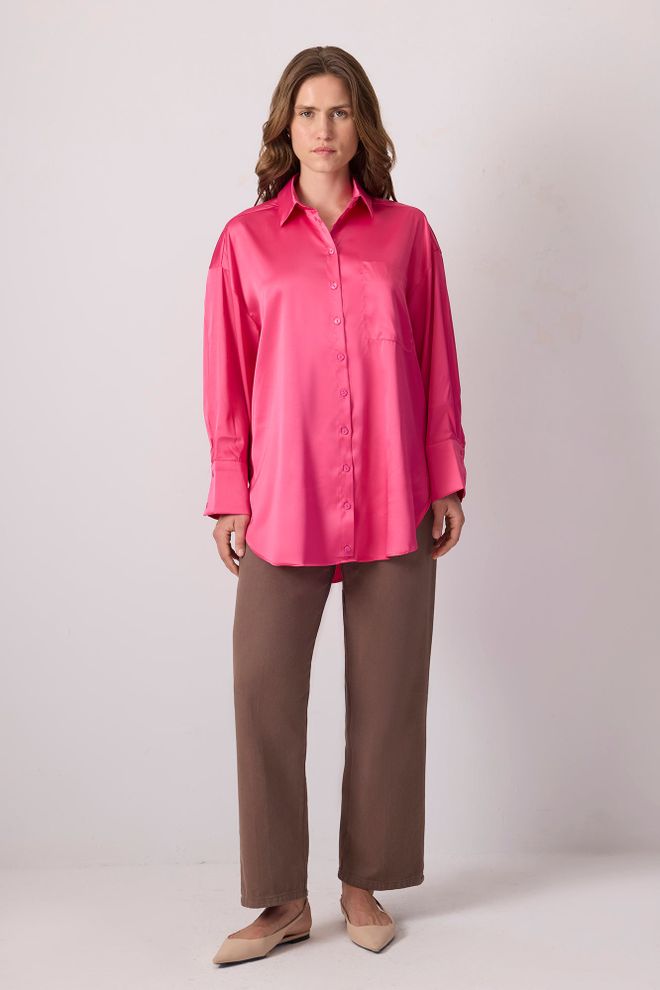 Touche Prive Camisa Rosa Con Cuello Polo Y Manga Larga Ropa al por mayor Casual