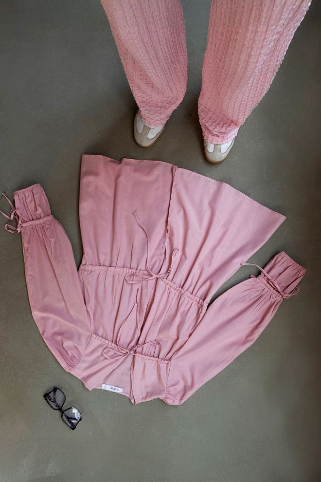 Touche Prive Pink Kimono With V Neck And Long Sleeves Wholesale Clothing 5